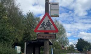 Bus stop near Denby Village school.